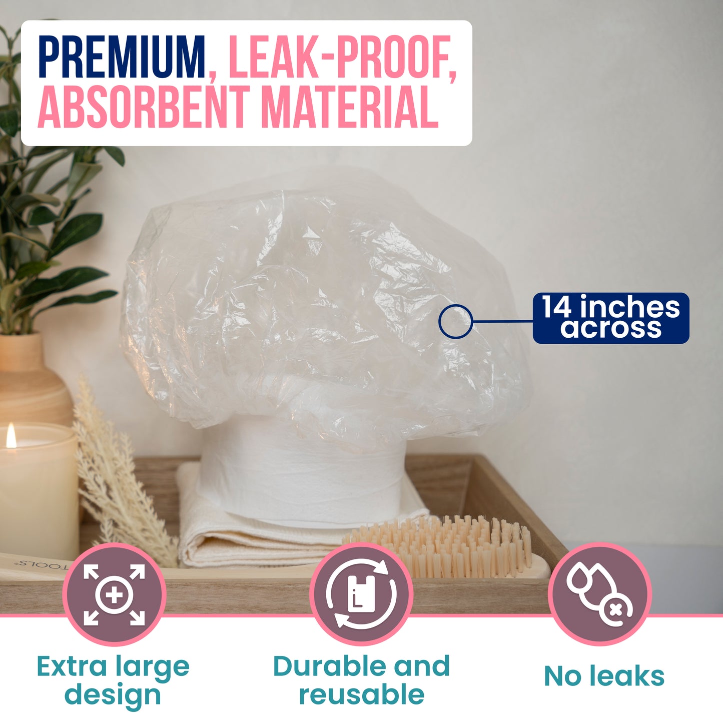 Extra-Large Leak-Proof Processing & Shower Caps, 10 Pack